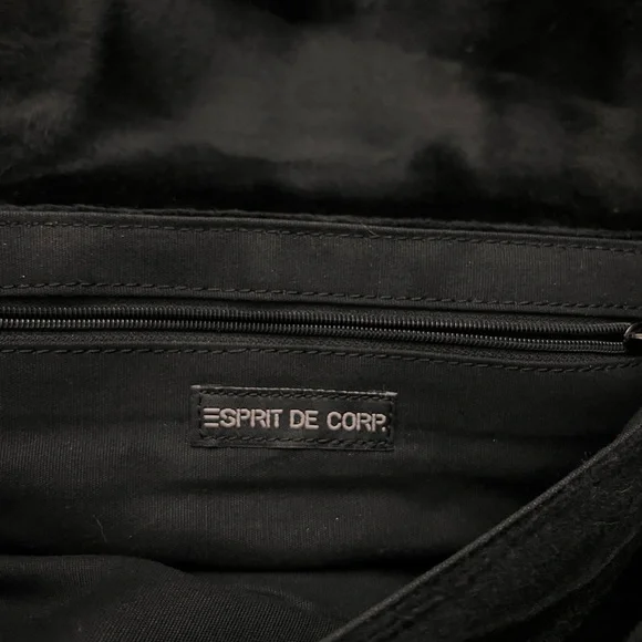 Vintage ESPRIT Cow Print Patchwork Look Shoulder Bag Y2K Purse Black White VTG - Picture 11 of 12